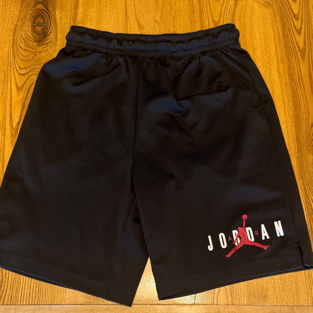 Jordan Black Athletic Shorts with Red Jumpman Logo